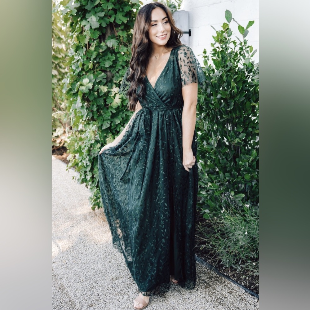 Baltic Born Marseille Embossed Maxi Dress: Size Small, Color: Green